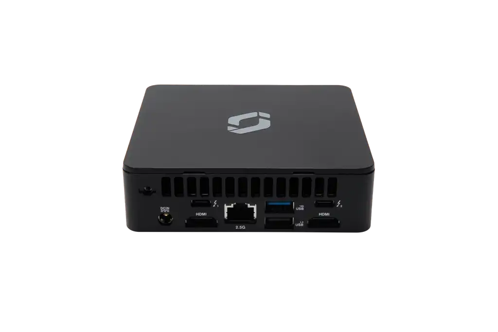 A back view of the Screenly Player Max Mk II, showing more of the available ports