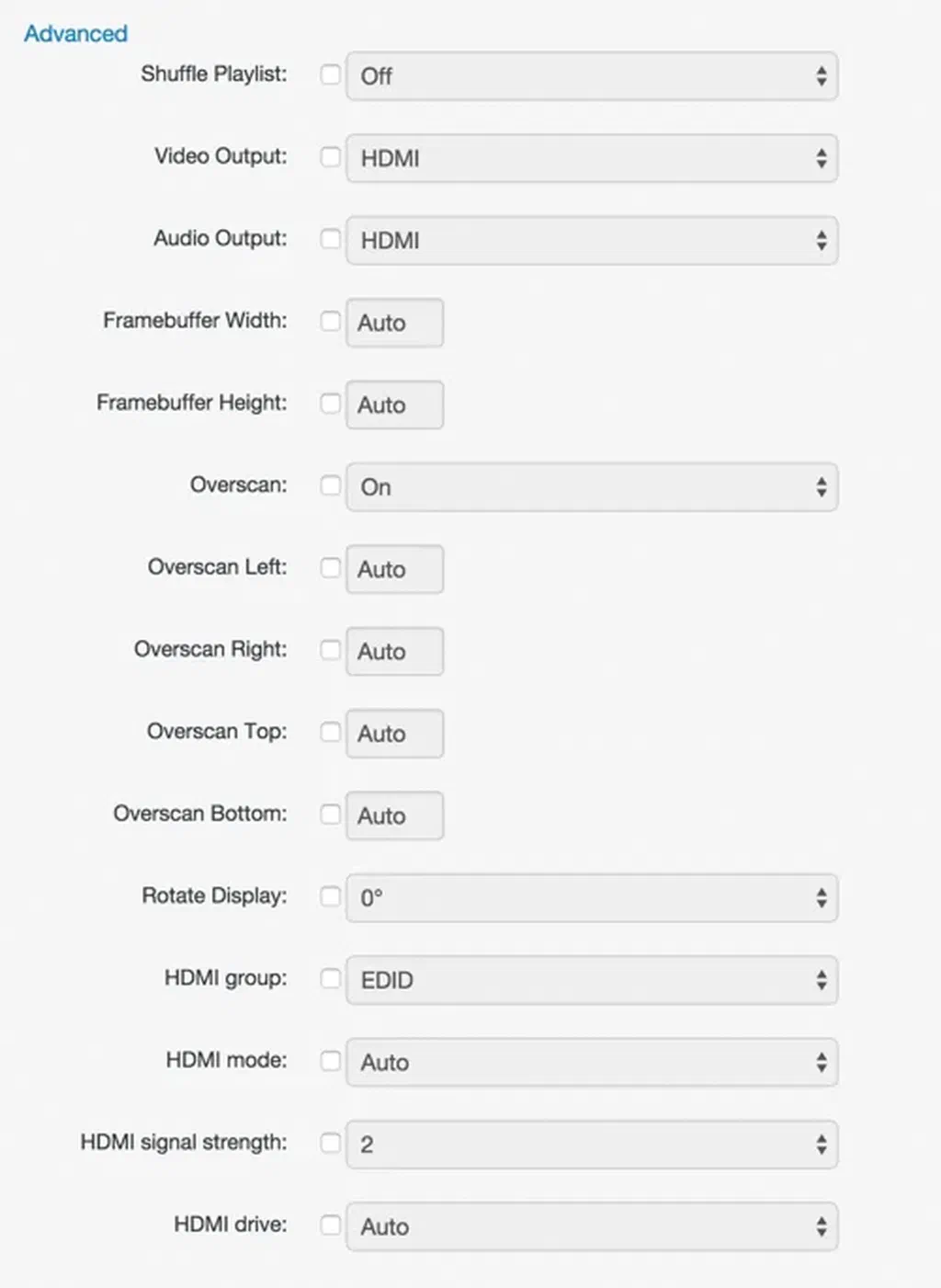 Advanced settings in Screenly