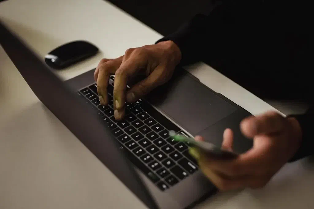 The laptop of a prospective customer who is ready for a digital signage demo.