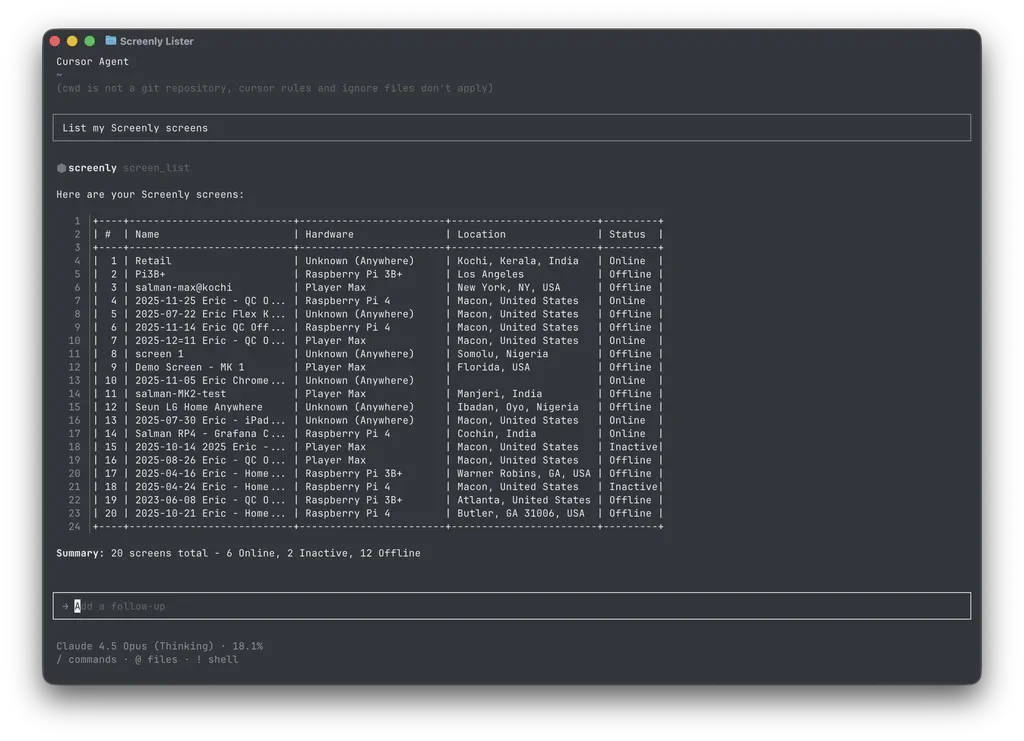 Introducing Screenly MCP: Connecting AI Assistants to Digital Signage Infrastructure
