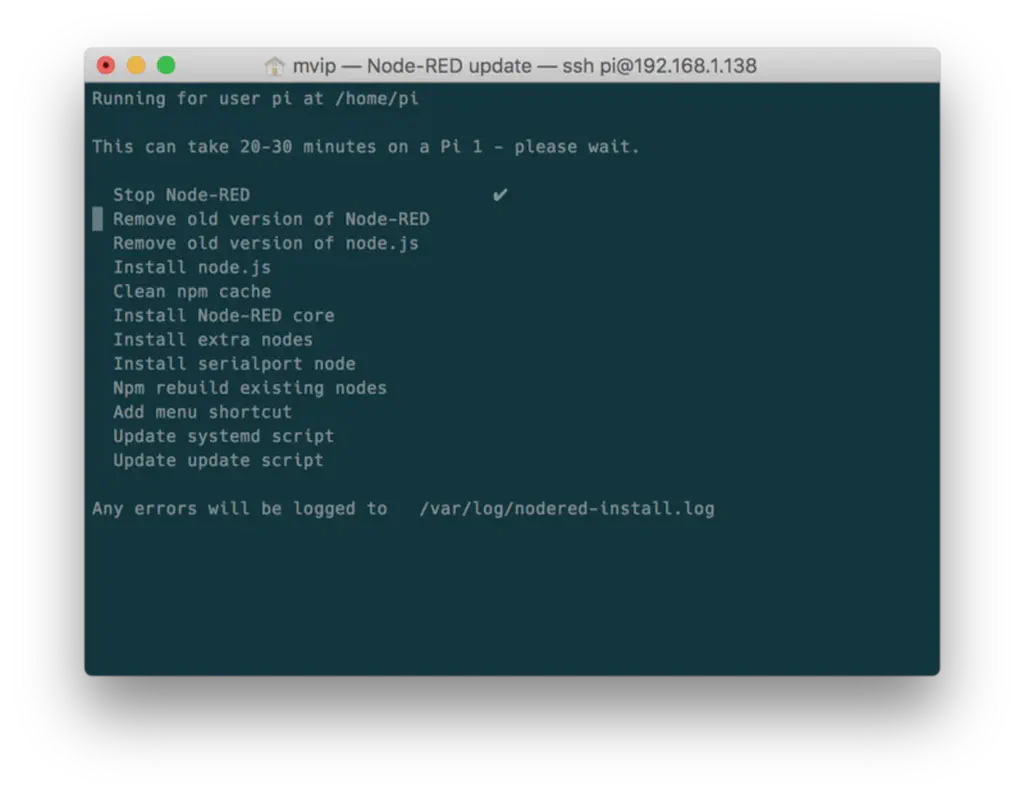Node-RED installation script