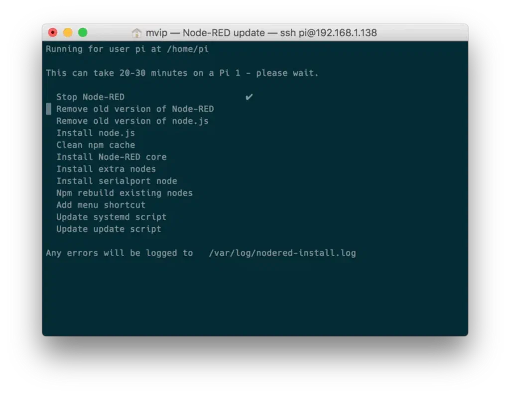 Node-RED installation script