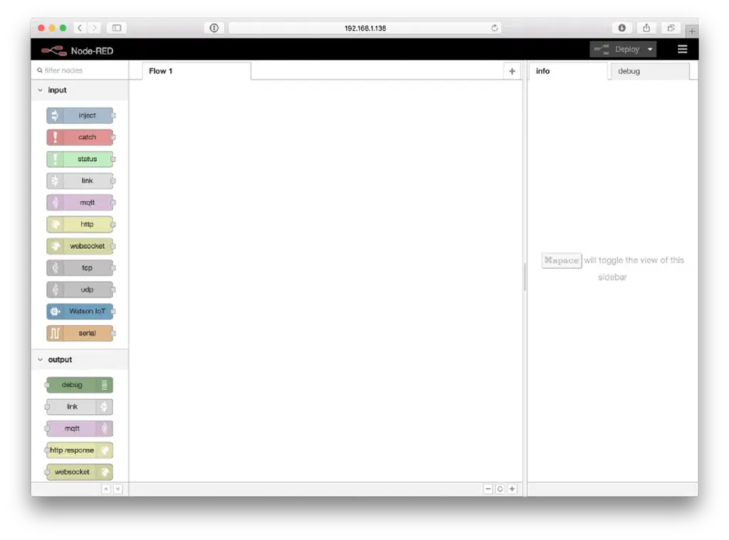 Node-RED interface