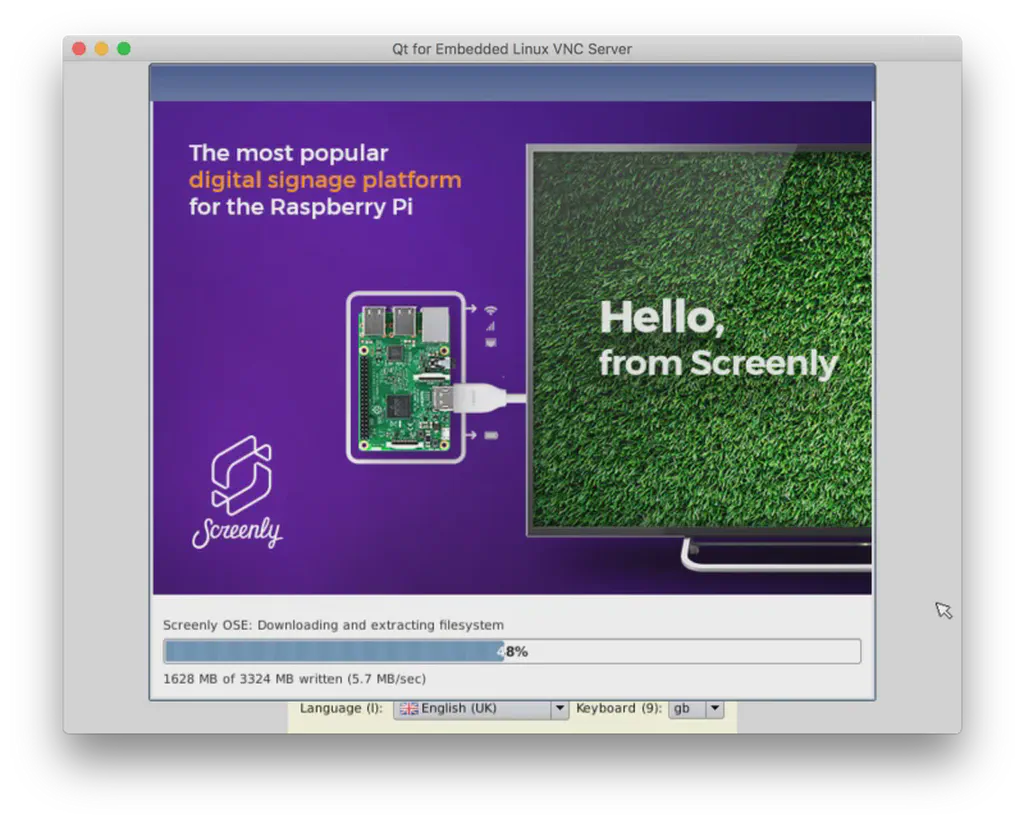 Screenly OSE being installed in NOOBS.