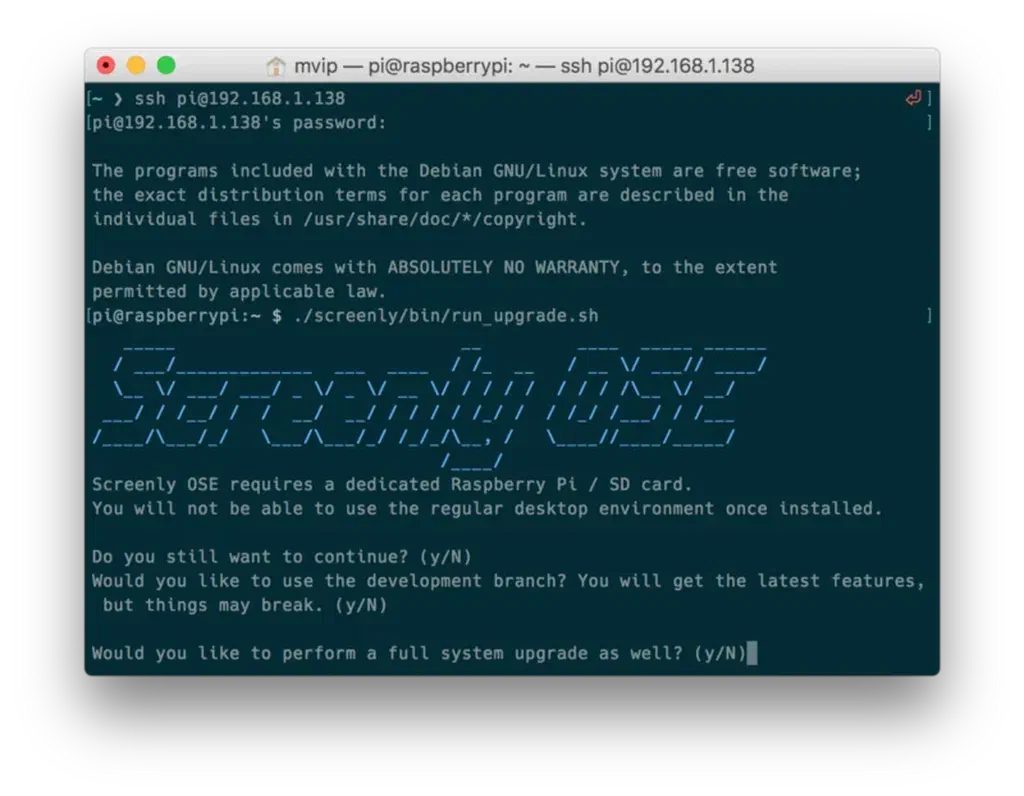 Screenly OSE upgrade script