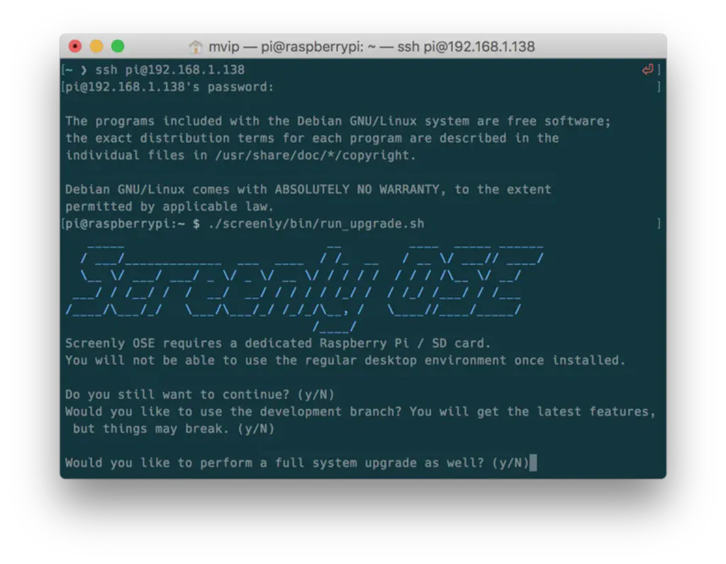 Screenly OSE upgrade script