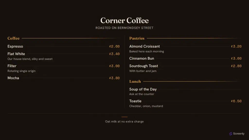 menu board app screenshot from signageapps.com