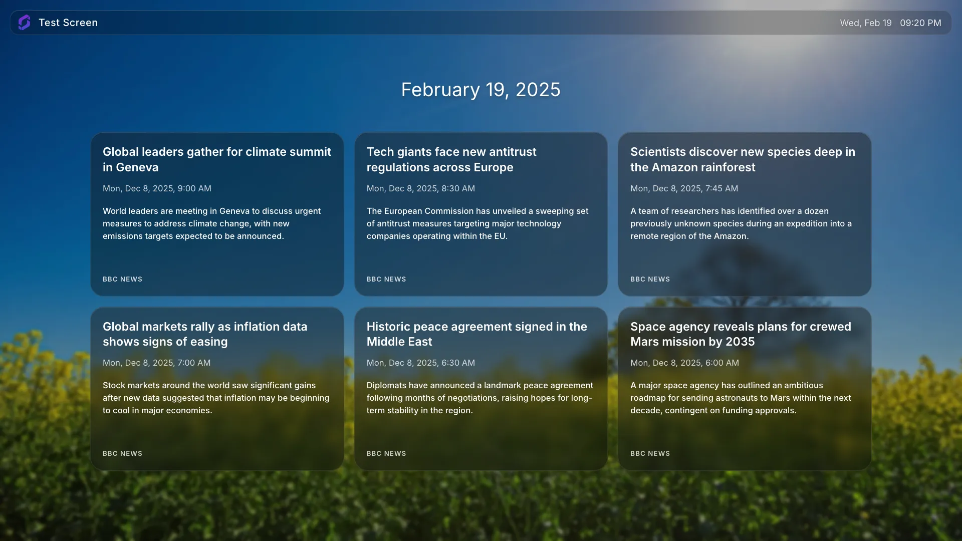 RSS Reader Landscape screenshot 1