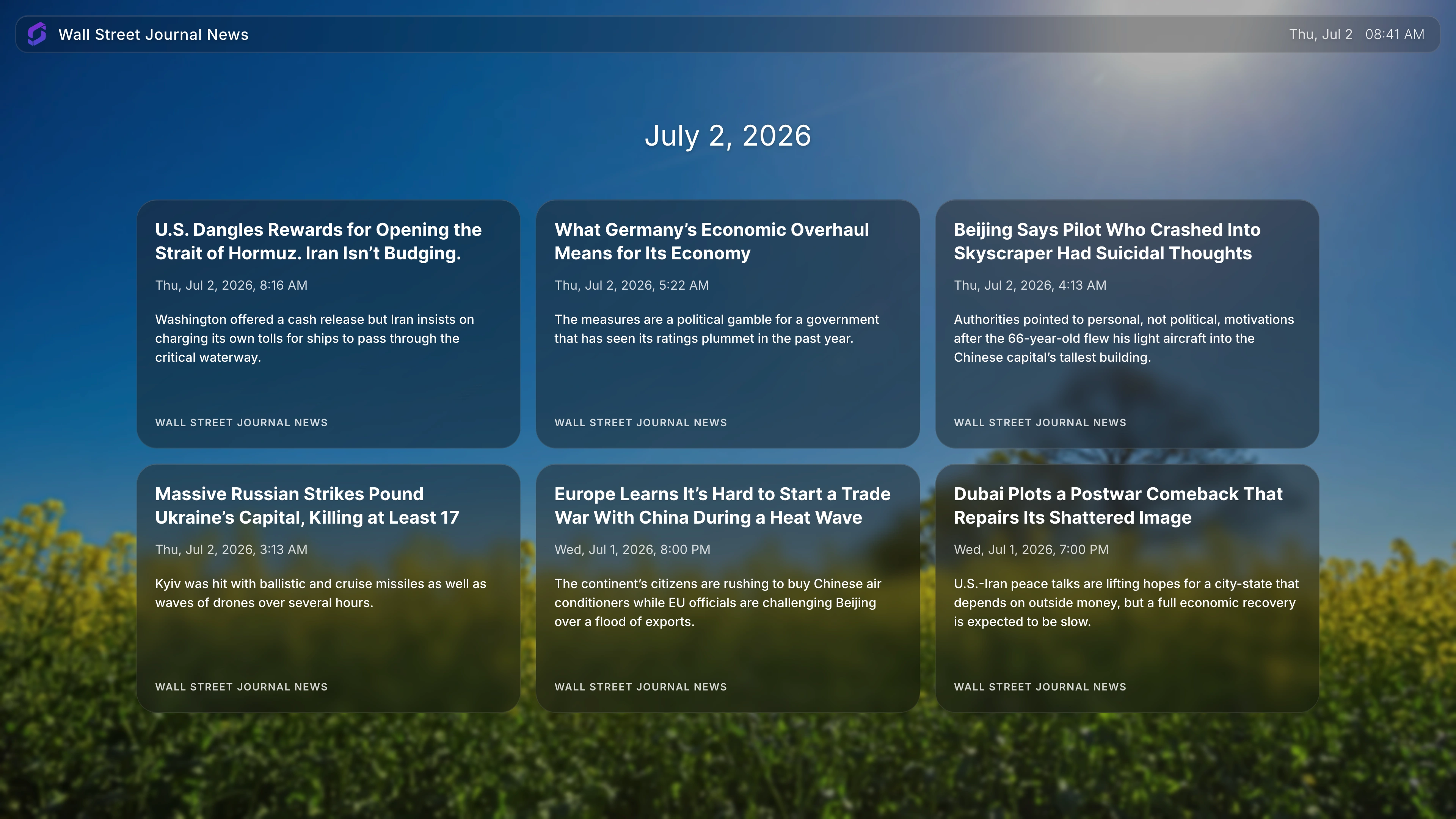 WSJ News Landscape screenshot 1