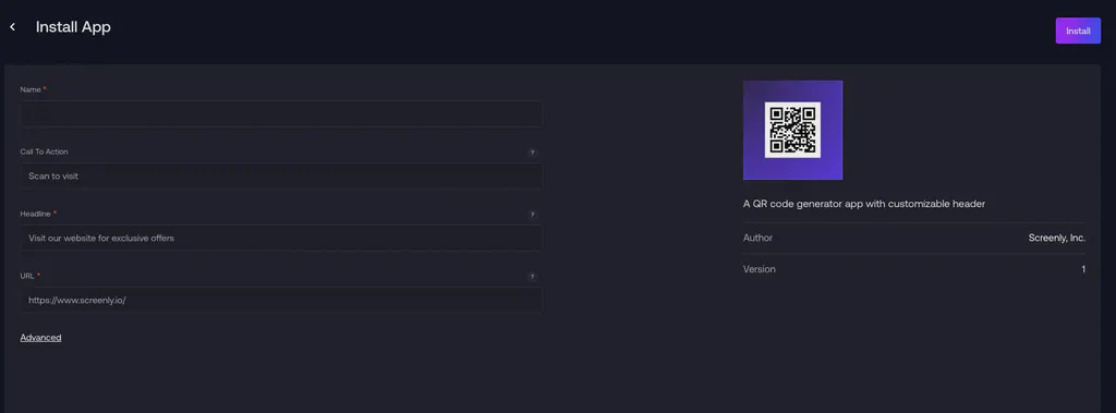 QR Code Generator App Step 1