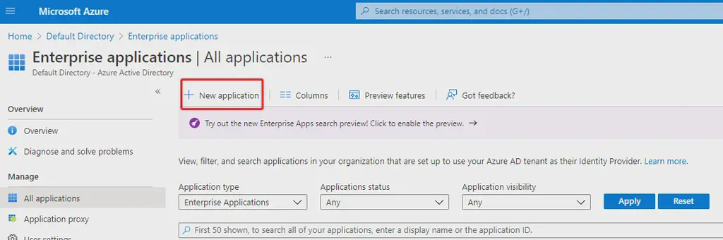 Microsoft Entra ID SAML set up step 1.