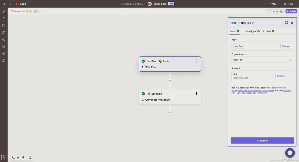 Setting up the Box trigger.