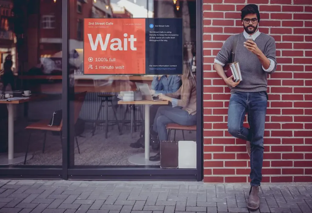Density people counter data on a Screenly digital sign.