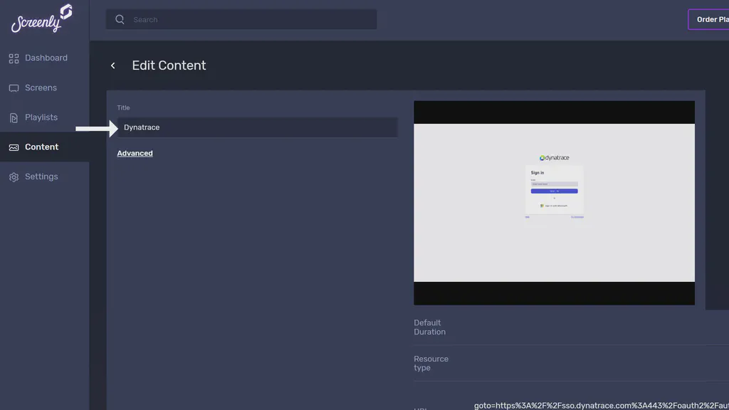 The Dynatrace content page