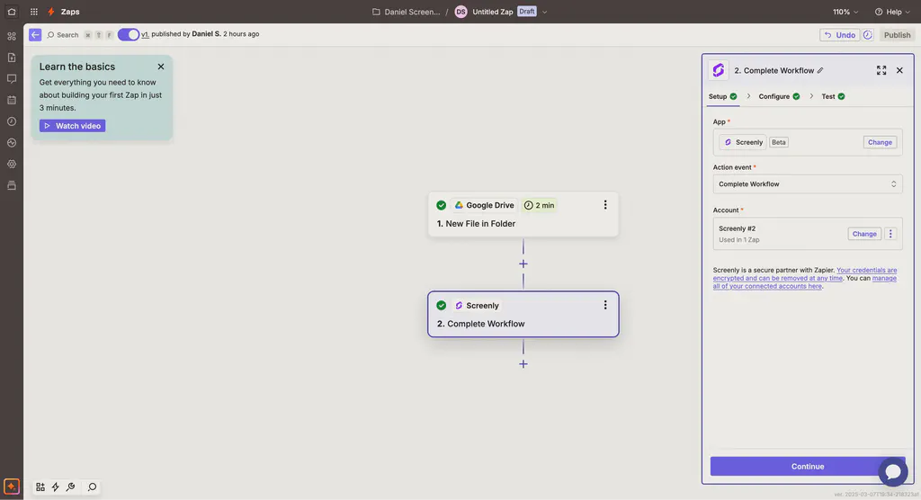 How to set up your Screenly workflow in Zapier.