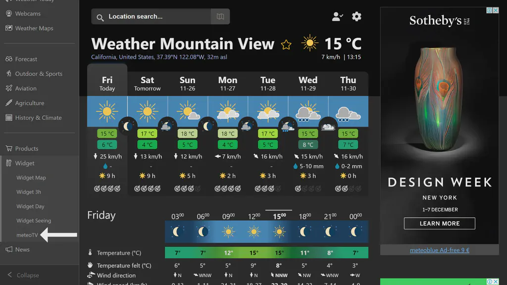 MeteoTV weather view page